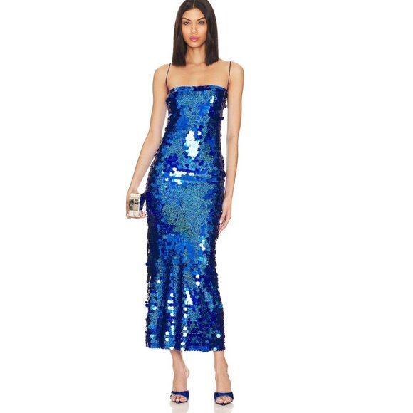 Blue Sequin Midi Dress | size 36 - Picture 2 of 7